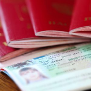 passports witn Schengen visa passport photos