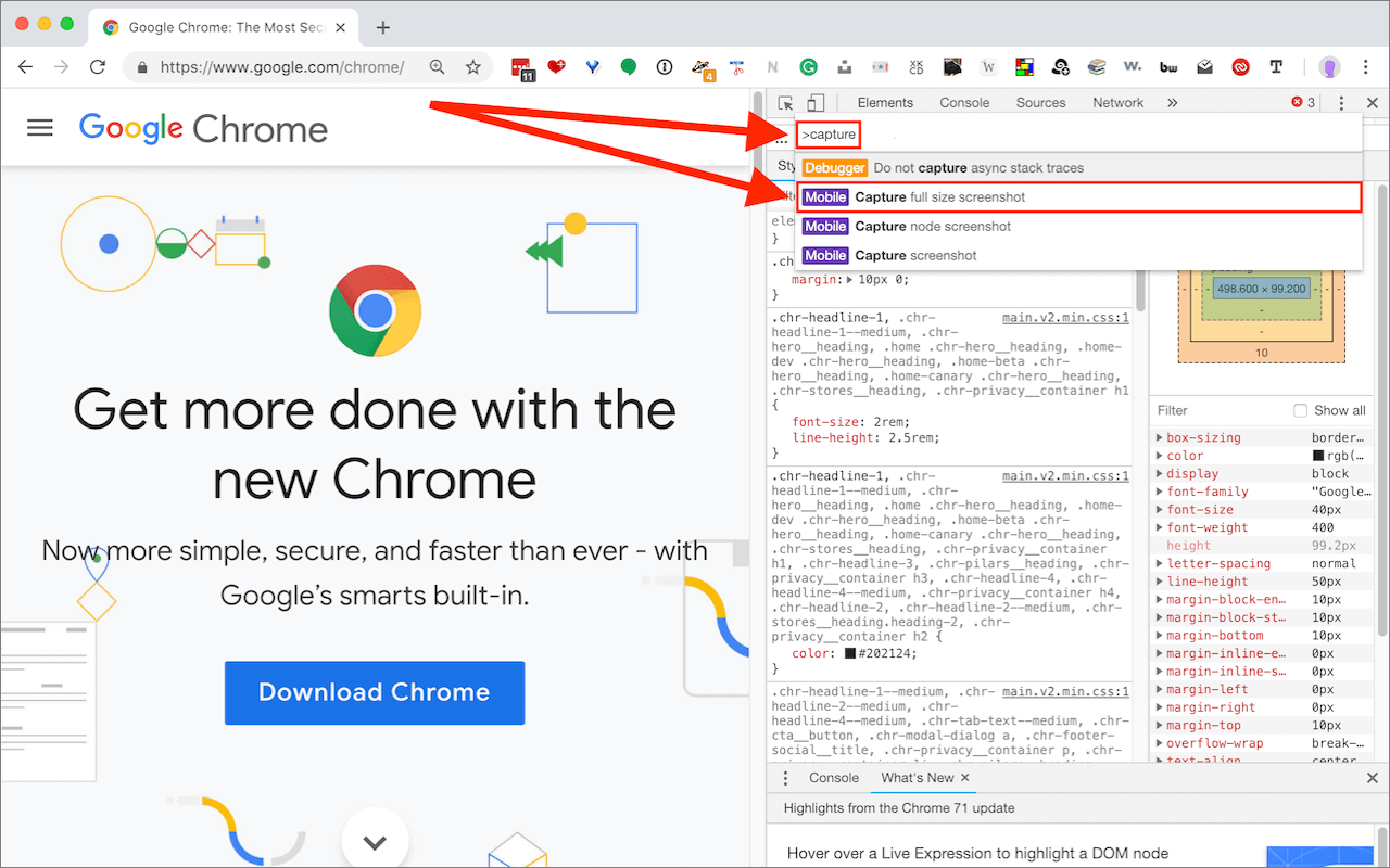 how to capture full web page screenshot using google chrome